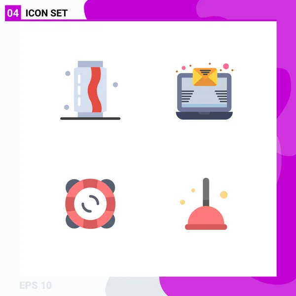Modern Set Flat Icons Pictograph Can Safety Food Mail Float — Stock Vector
