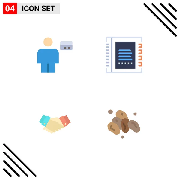 Set Vector Flat Icons Grid Avatar List Credit Book Deal — Stock Vector