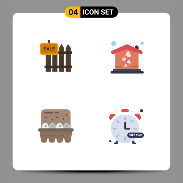 Modern Set Flat Icons Pictograph Pagar Baking Sale Home Eggs - Stok Vektor