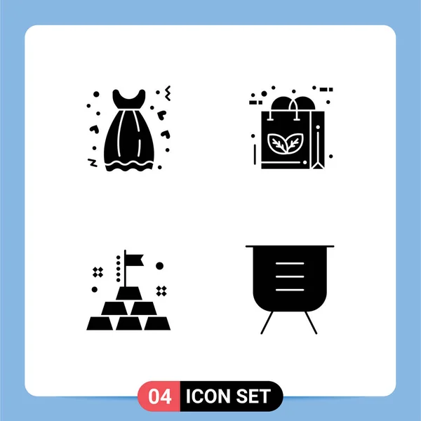 Mobile Interface Solid Glyph Set Pictograms Cloth Recycle Gown Eco — Stock Vector