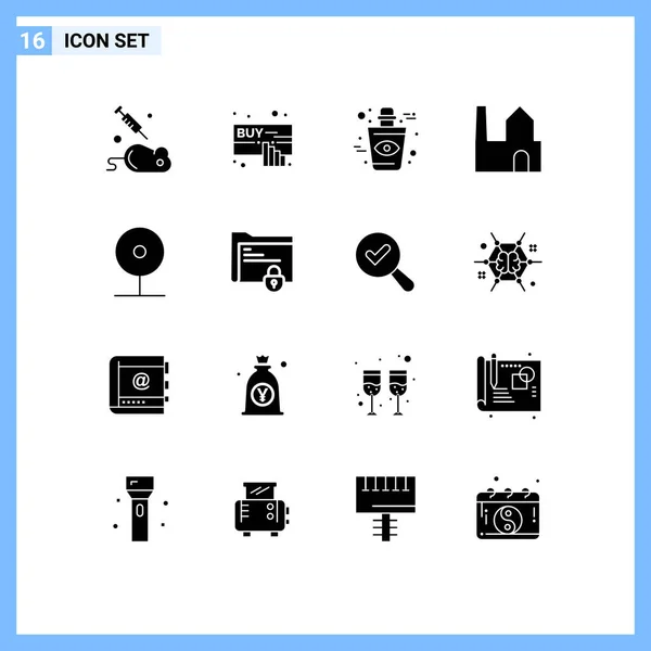 Stock Vector Icon Pack Line Signs Symbols Cctv Industry Blood — Vettoriale Stock