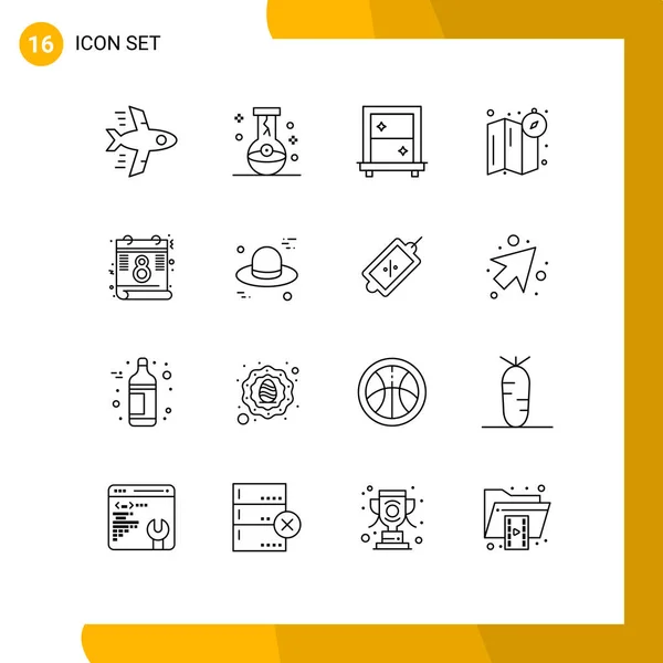 Creative Icons Modern Signs Sysymbols Hat Day Window Calendar Location — Vector de stock