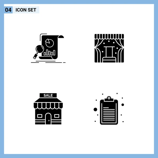 Universal Ikon Symboler Grupp Moderna Solid Glyfer Analys Rabatt Finansiella — Stock vektor