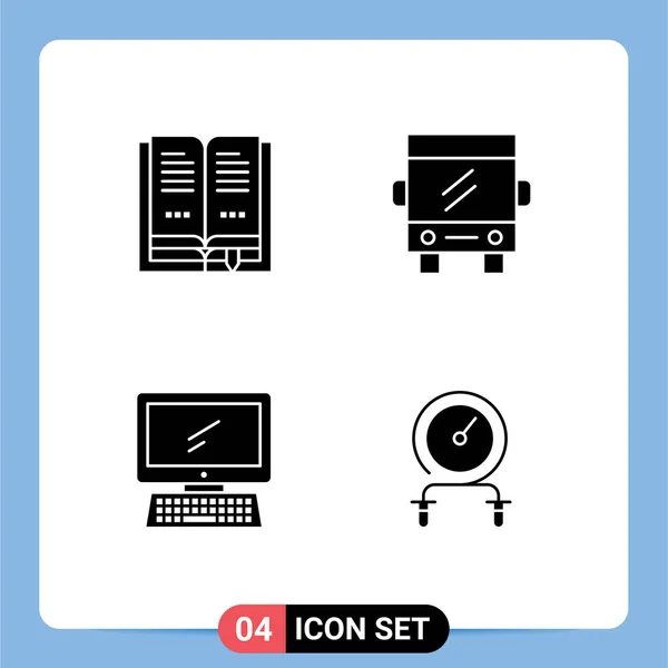 Thematische Vektor Solid Glyphen Und Editierbare Symbole Für Buch Gerät — Stockvektor