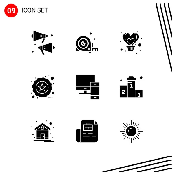 Universal Icon Symbols Group Modern Solid Glyphs Computer Favorite Air — Stock Vector