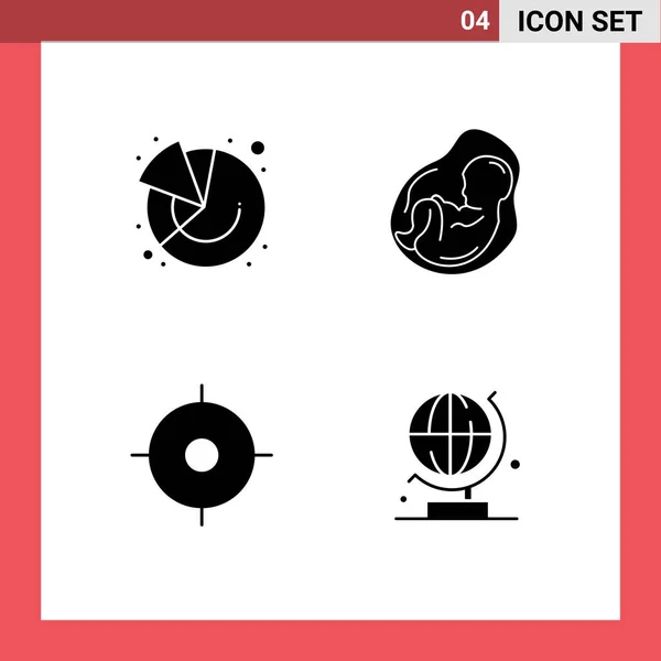 Universal Solid Glyphs Set Web Mobile Applications Chart Gps Marketing — Stock Vector