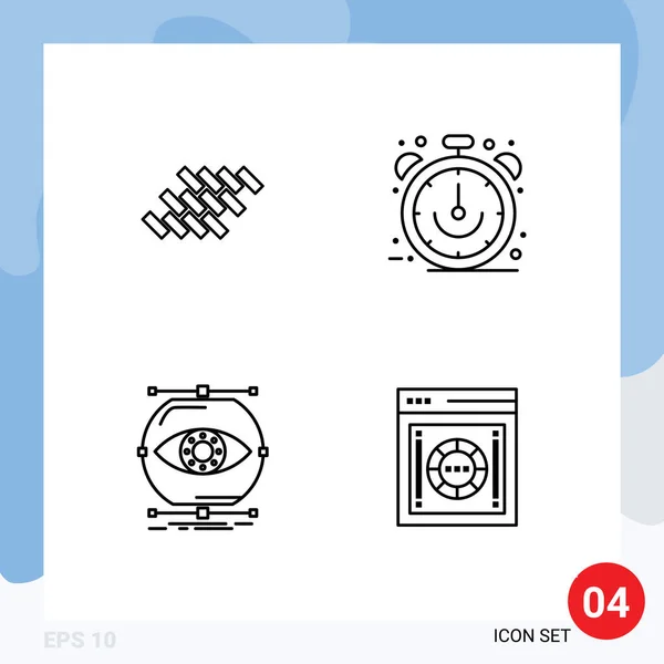 Stock Vector Icon Pack Line Signs Symbols Bricks Time Block — 스톡 벡터