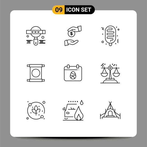 Universal Icon Symbols Group Modern Outlines Easter Calender Hotdog Chinese — Stockový vektor