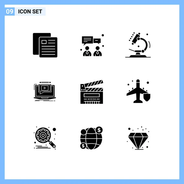 Universal Icon Symbols Group Modern Solid Glyphs Cut Video Laboratory — Stock Vector