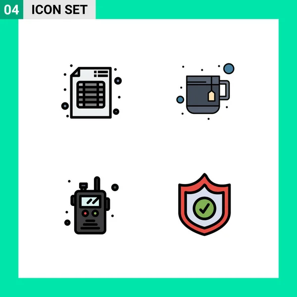 Set Modern Ikonok Szimbólumok Jelek Audit Walkie Talkie Üzleti Tea — Stock Vector