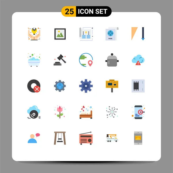 Universal Icon Symbols Group Cores Planas Modernas Descendentes Passaporte Imagem — Vetor de Stock
