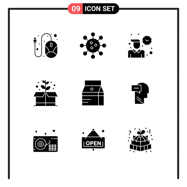 Ensemble Symboles Modernes Icônes Interface Utilisateur Signes Pour Boisson Boîte — Image vectorielle