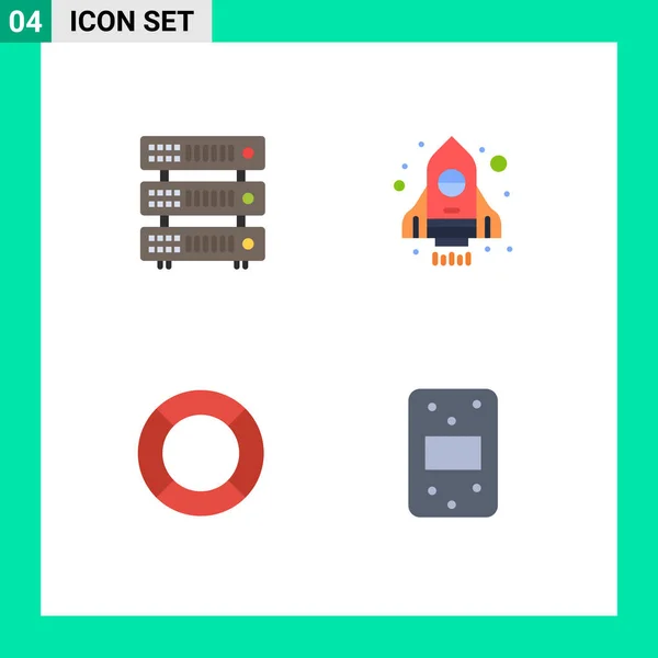 데이터베이스 호스팅 스타트업 Editable Vector Design Elements Vector Flat Icons — 스톡 벡터