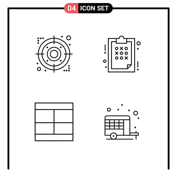 Conjunto Vetor Filledline Flat Colors Grid Para Seta Design Foco — Vetor de Stock