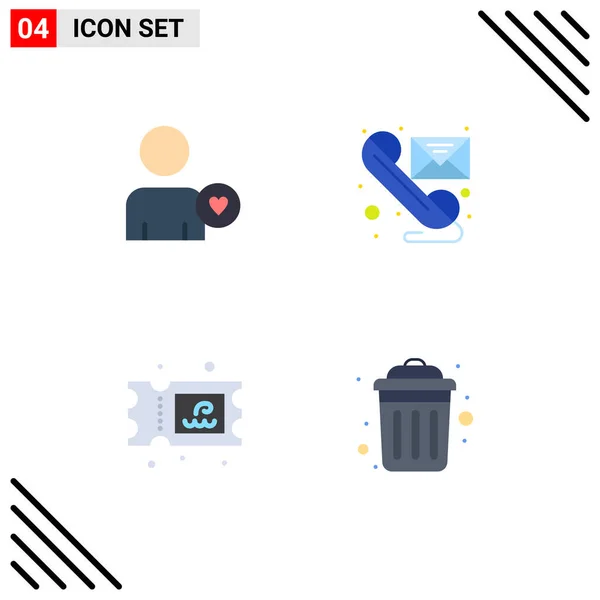 Set Vector Flat Icons Grid Man Water Email Send Dustbin — Vector de stock