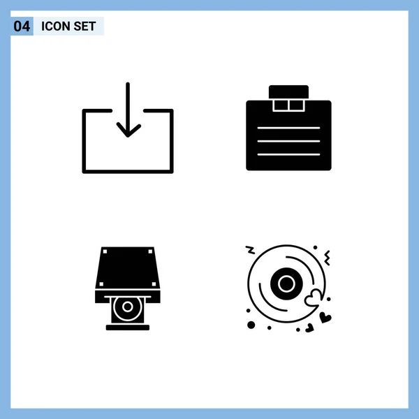 Benutzeroberfläche Pack Mit Grundlegenden Soliden Pfeilzeichen Datenspeicherung Aktentasche Koffer Festplatte — Stockvektor