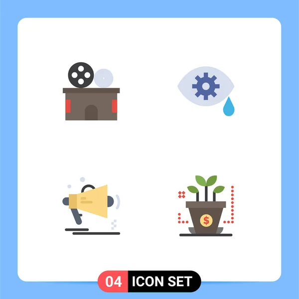 Κινητό Interface Flat Icon Σύνολο Εικονογράμματα Του Κινηματογράφου Μεγάφωνο Εισιτήριο — Διανυσματικό Αρχείο