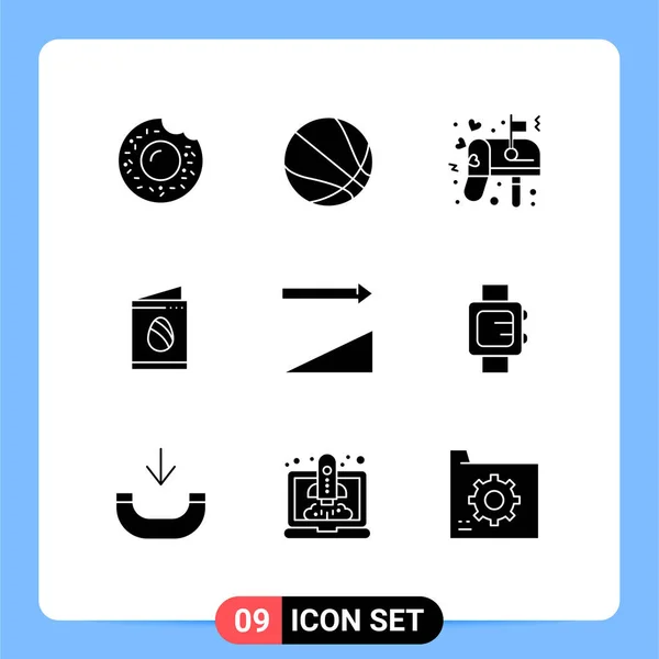 Group Modern Solid Glyphs Set Hand Watch Sort Love Ascending — Stock Vector