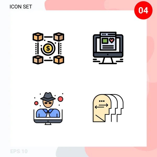 Interface Utilisateur Filledline Flat Color Pack Signes Symboles Modernes Blockchain — Image vectorielle