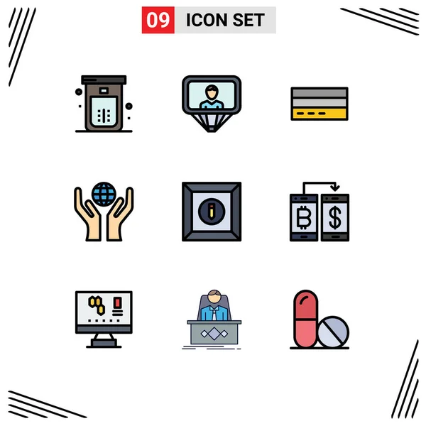 Set Modern Icons Sysymbols Signs World Care Login User Finance — Vector de stock