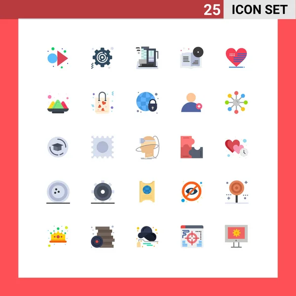 ウェブサイトのための25フラットカラーコンセプトモバイルとアプリアメリカ ハート ブックマーク編集可能なベクトルデザイン要素 — ストックベクタ