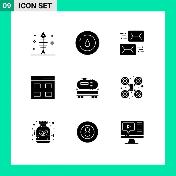 Symboles Icône Universelle Groupe Glyphes Solides Modernes Camion Interface Adresse — Image vectorielle