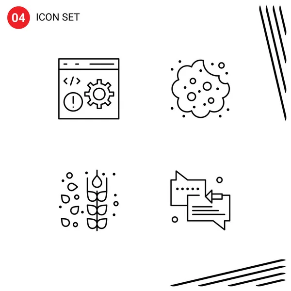 Stock Vector Icon Pack Mit Zeilenzeichen Und Symbolen Für Browser — Stockvektor