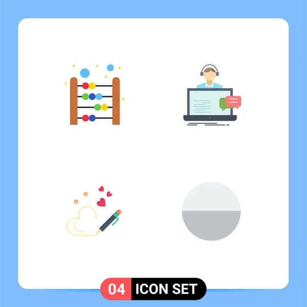 Sinais Universais Ícone Plano Símbolos Ábaco Caneta Matemática Cliente Coração — Vetor de Stock