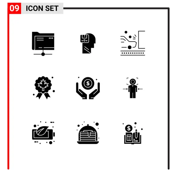 Set Modern Icons Sysymbols Signs Quality Award Male Leaf Safety — Vector de stock