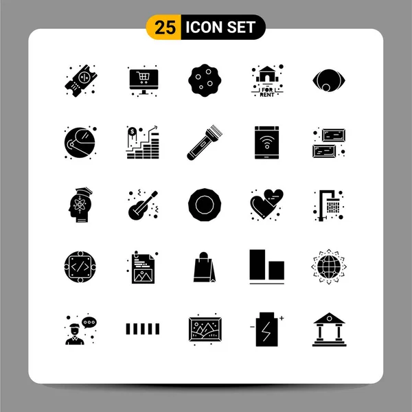 Universal Icon Symbols Group Modern Solid Glyphs Human Eye Biology - Stok Vektor