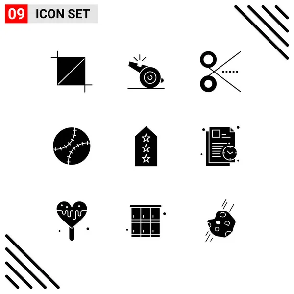 Universal Solid Glyphs Set Web Mobile Applications Katonai Férfi Nap — Stock Vector