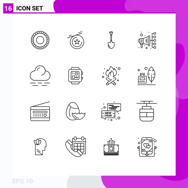 Creative Icons Modern Signs Sysymbols Handwatch Weather Repair Warm Digital — Vector de stock