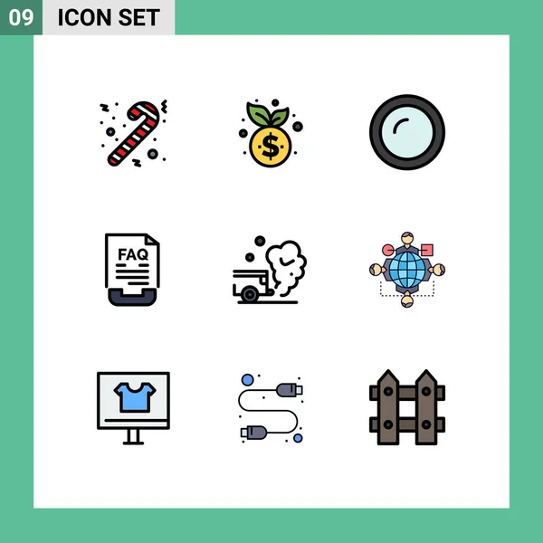 Set Modern Icons Sysymbols Signs Air Help Cooking Document Communication — Vector de stock