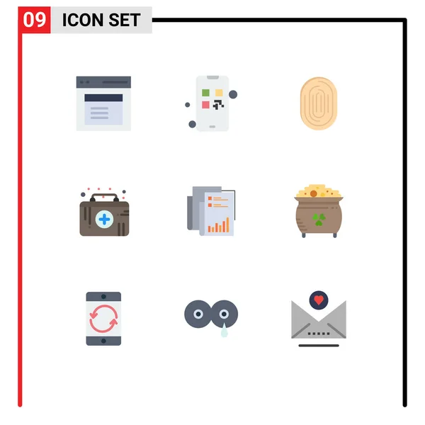 Set Modern Icons Symbols Signs Medical Aid First Aid Kit — Stock Vector