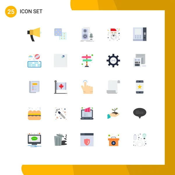 ウェブサイトのための25フラットカラーコンセプトモバイルとアプリのチーム サンタ ライブ クラス サウンド編集可能なベクトルデザイン要素 — ストックベクタ