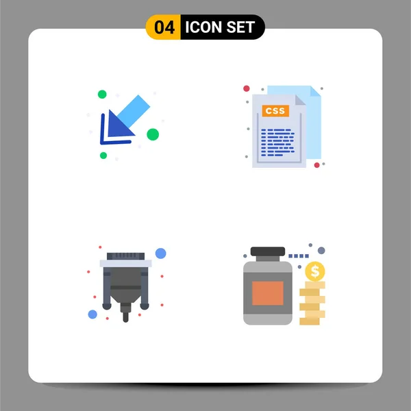 Universal Flat Icon Sinais Símbolos Seta Usb Código Estilo Moeda — Vetor de Stock