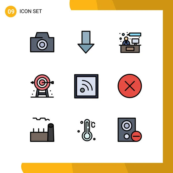 Stock Vector Icon Pack Mit Zeilenzeichen Und Symbolen Für Rss — Stockvektor