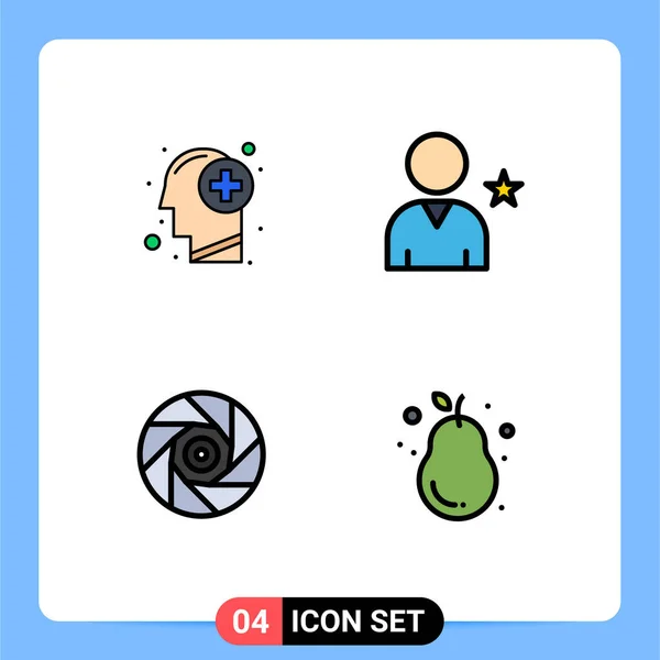 Interface Utilisateur Filledline Flat Color Pack Signes Symboles Modernes Tête — Image vectorielle
