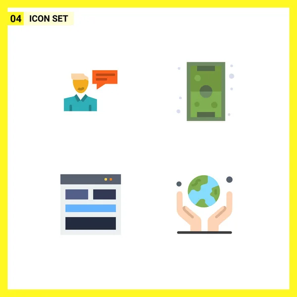 Mobile Interface Flat Icon Set Mit Piktogrammen Für Chat Freizeit — Stockvektor