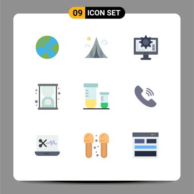 9 Evrensel Bilim Sembolleri Düz Renk Paketi, iksir, bilgisayar, verimlilik, Kum Saati Düzenlenebilir Vektör Tasarım Elemanları