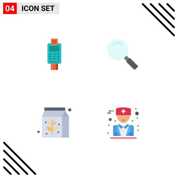 Editable Vector Line Pack Simple Flat Icons Machine Magnifying Check — Vector de stock