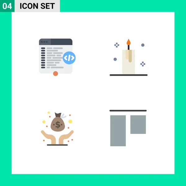 Set Commercial Flat Icons Pack Code Xmas Window Christmas Fund — Stock Vector