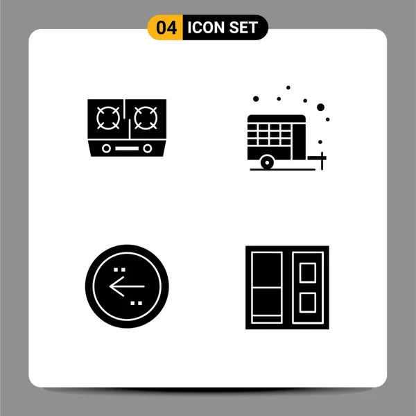 Interface Usuário Solid Glyph Pack Modern Signs Symbols Stove Back —  Vetores de Stock