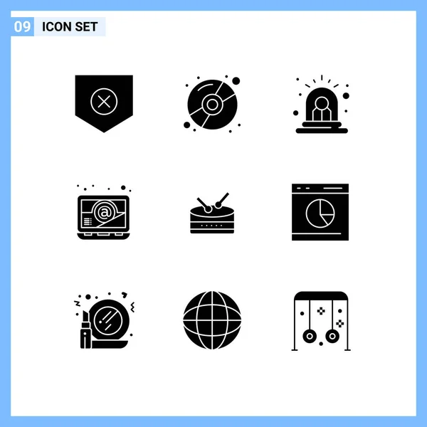 Universal Icon Symbols Group Modern Solid Glyphen Commerce Trommel Wecker — Stockvektor