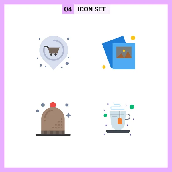 Universal Flat Icons Set Web Mobile Applications Location Hat Supermarket — Archivo Imágenes Vectoriales