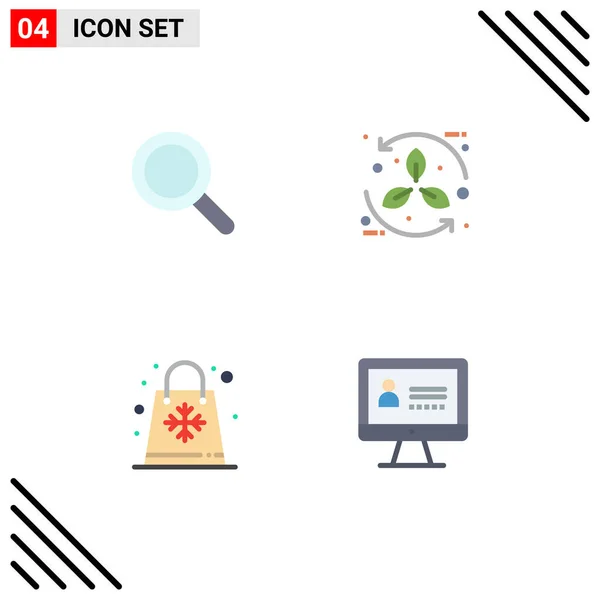 Mobile Interface Flat Icon Set Pictograms Glass Bag Search Eco — Stock Vector