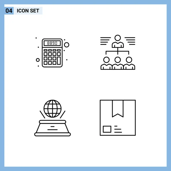 Creative Icons Modern Signs Sysymbols Calculator World Money Team Work — Vector de stock