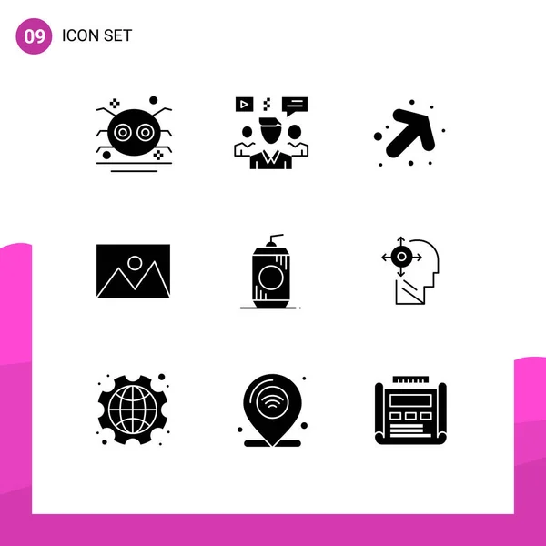 Set Vector Solid Glyphs Grid Photo Home Ware Video Home — Vector de stock