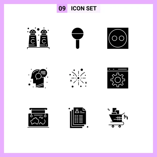 Universal Icon Symbols Group Modern Solid Glyphs Easter Fire Work — Vettoriale Stock