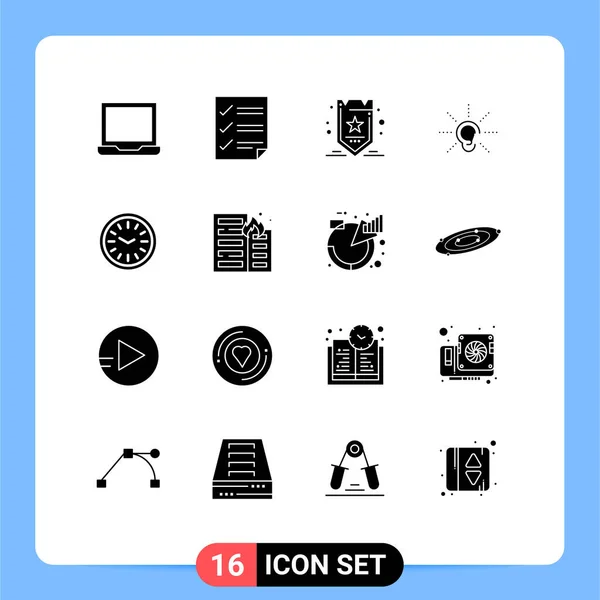 Universal Icon Symbols Group Modern Solid Glyphs Clock Hearing Marketing — Vettoriale Stock